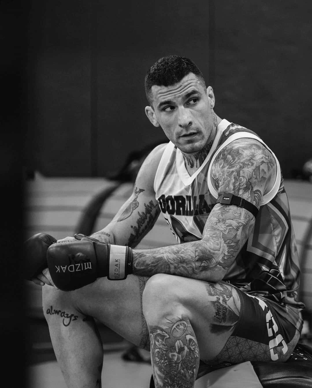 Aleksandar „Joker” Ilić između rundi, sa rukavicama